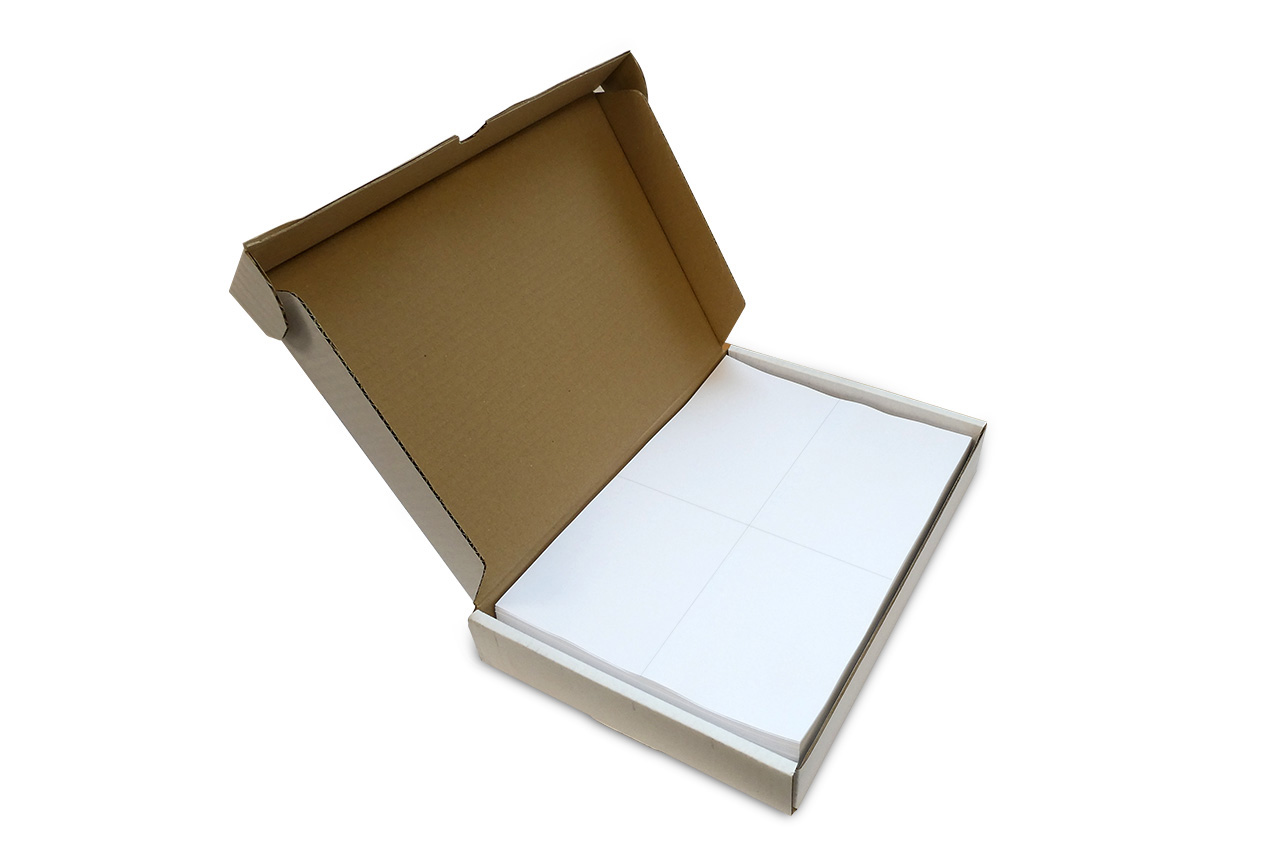A4 étiquettes autocollantes, 4 par planche, blanc, 104mm x 148mm, 1000 par  boîte