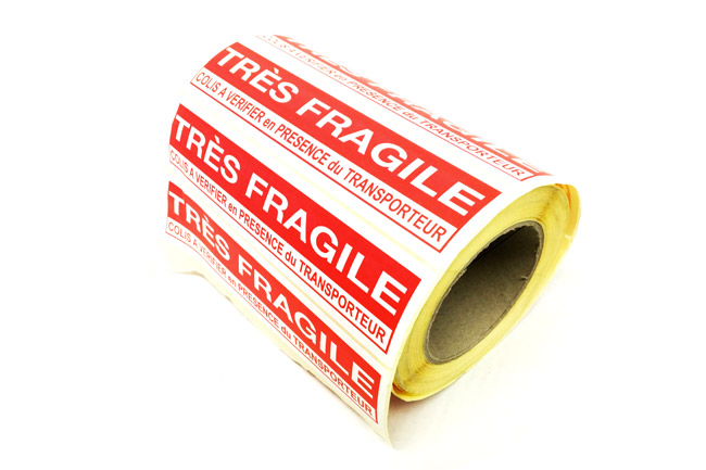 Etiquette d'emballage imprimée TRES FRAGILE - Toutembal