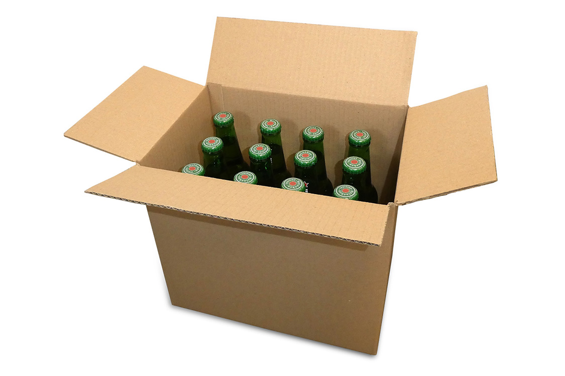 Caisse carton pour 12 bouteilles Long Neck 33cl - 280x185x250 mm