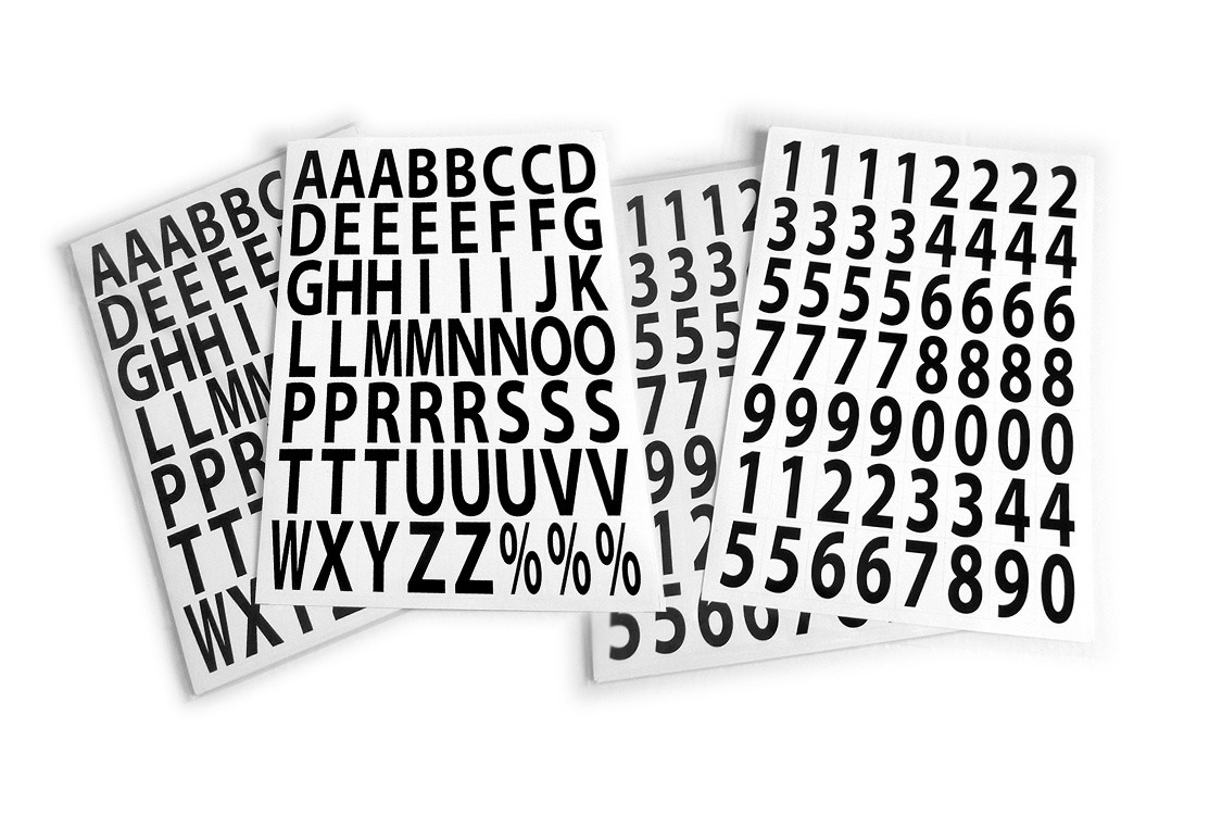 Lettres et chiffres adhésifs en sticker autocollant