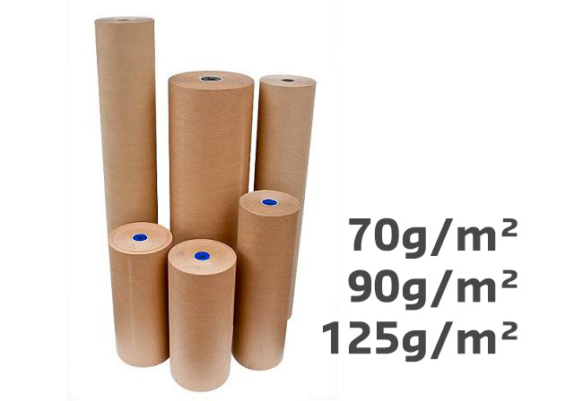 Rouleau de papier kraft naturel renforcé - 90 g/m² - 80 cm x 280 m
