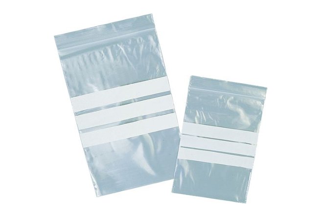 Sachet à fermeture Zip et bandes blanches - 180 x 250 mm (x 1000)