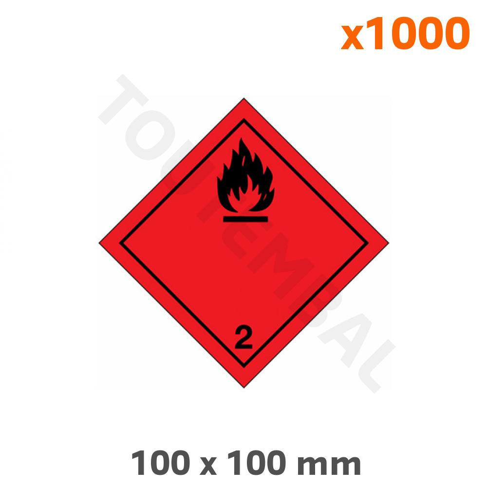 1 Rouleau de 1000 étiquettes 4" X 4" 100 mm x 100 mm Gaz inflammable des étiquettes 
