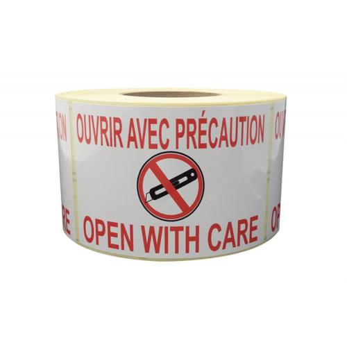 Étiquette adhésive imprimée Ouvrir avec précaution 105x74mm (pa...
