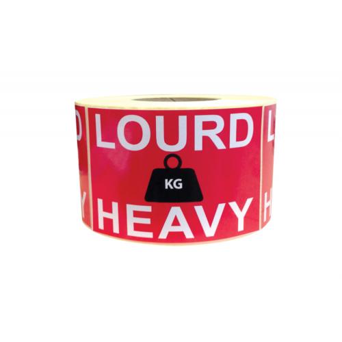 Étiquette adhésive imprimée Lourd Heavy 105x74 mm (par 1000)
