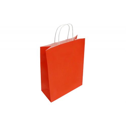 Grand sac kraft rouge à poignées torsadées 32x12x41cm (par 150)
