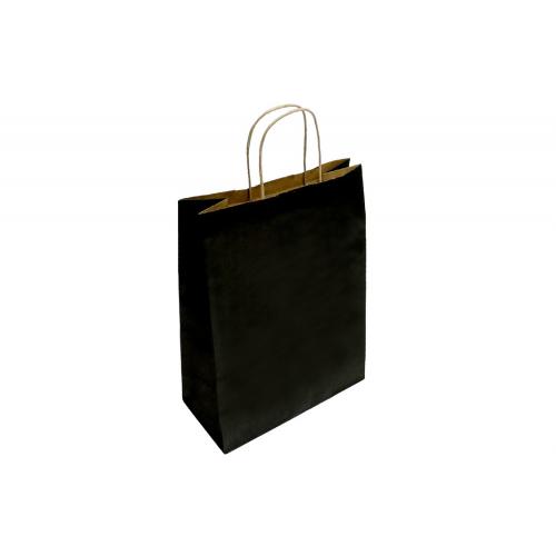 Grand sac kraft noir à poignées torsadées 32x14x41 cm (par 50)
