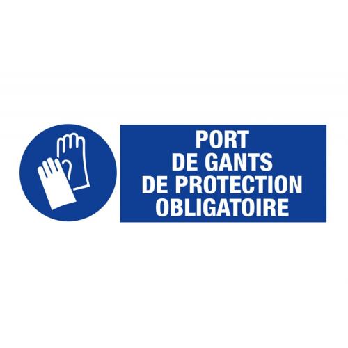 Panneau adhésif Port de gants de protection obligatoire 450x150 mm
