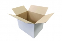 Caisse en carton blanc simple cannelure