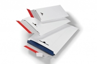 Enveloppe carton blanc compact et fermeture adhésive