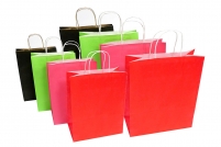 Sac kraft couleur  poignes torsades