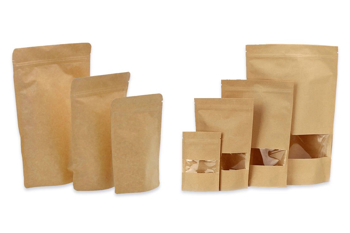Sachets Doypack kraft avec ou sans fen&ecirc;tre