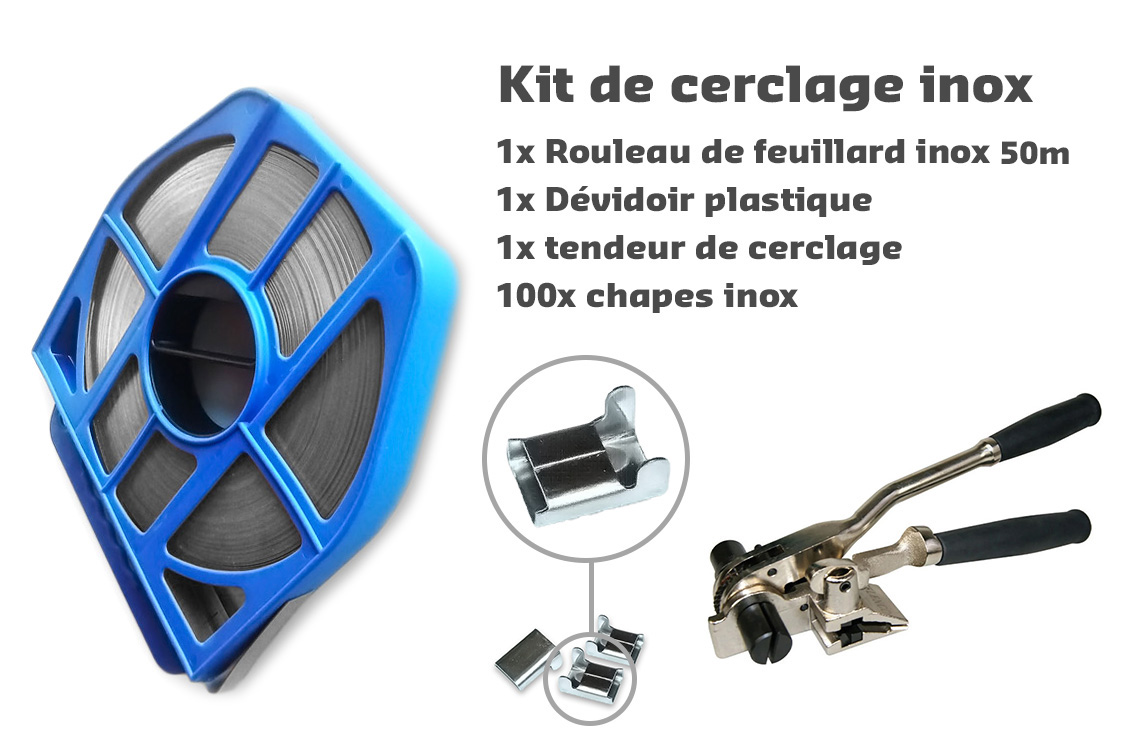 Kit de cerclage pour feuillard inox