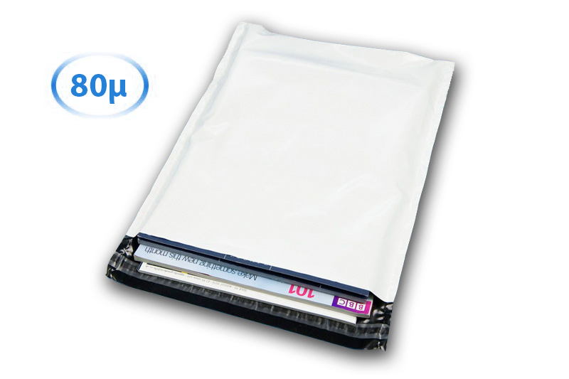 Enveloppe postale en plastique opaque indéchirable renforcée de 80 microns