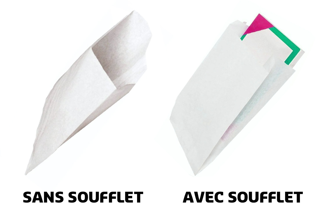 Sachet kraft en papier blanc avec et sans soufflet