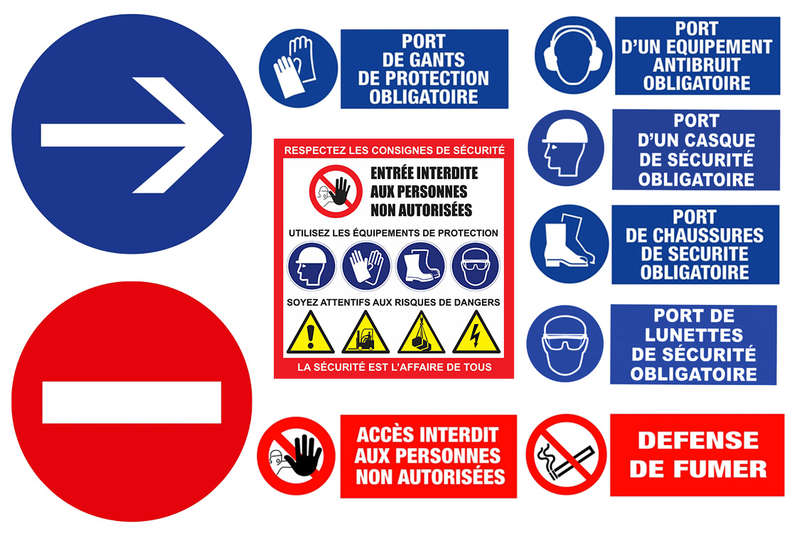 Panneaux d'interdiction et d'obligation en vinyle adhésif