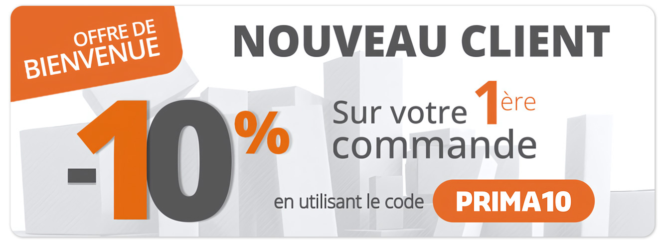 Entrez le code PRIMA10  la dernire tape de votre commande pour bnficier de 10% de remise sur votre premire commande
